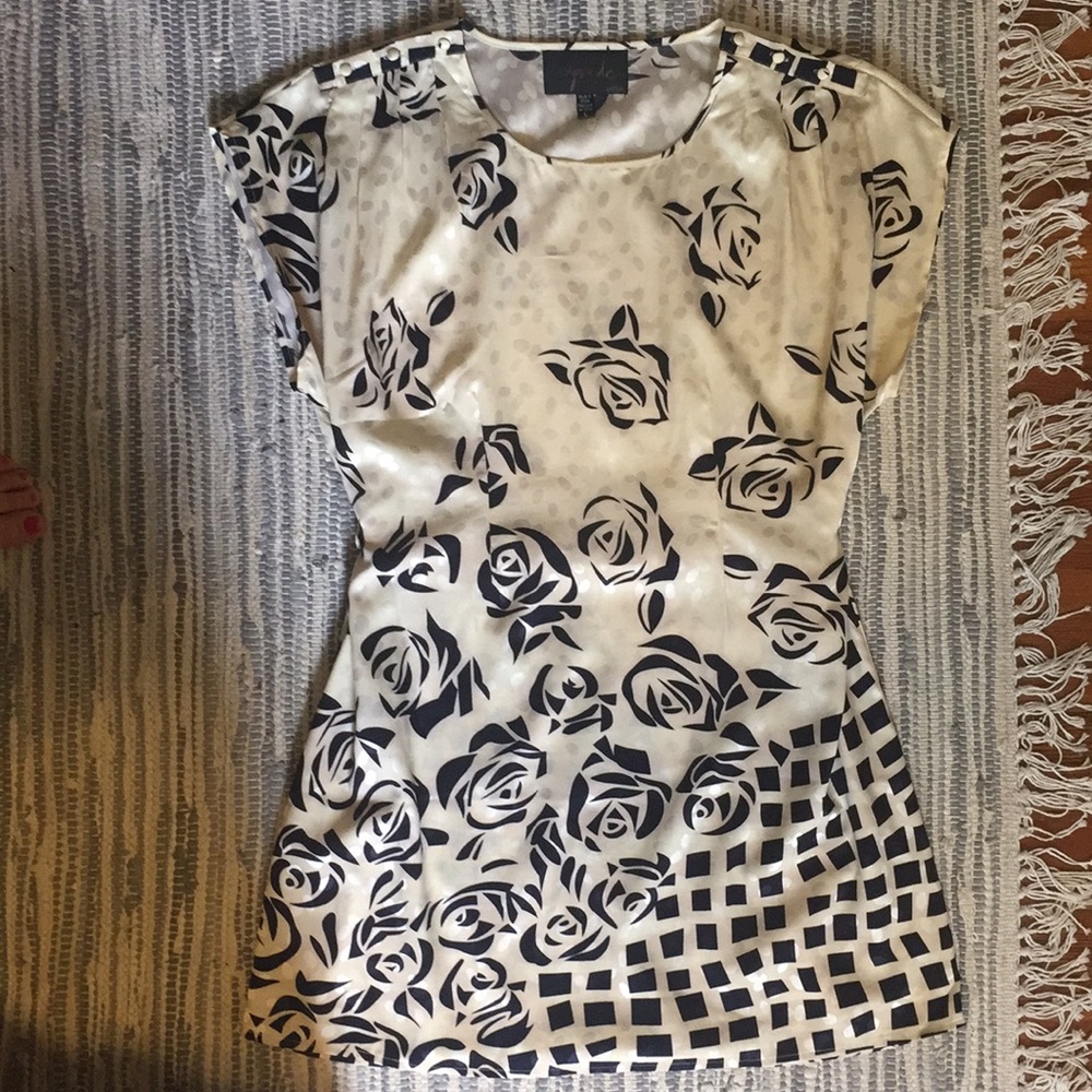 Cream silky floral mini dress